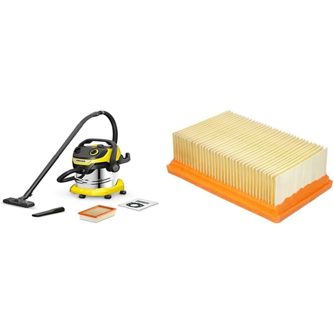 Aspirateur de sol sur roues avec une fonction soufflerie et une contenance annoncee de 25 l