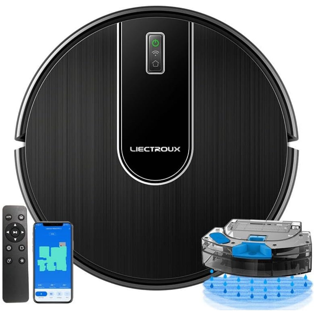Robot aspirateur avec le nettoyage des bords, coloris noir
