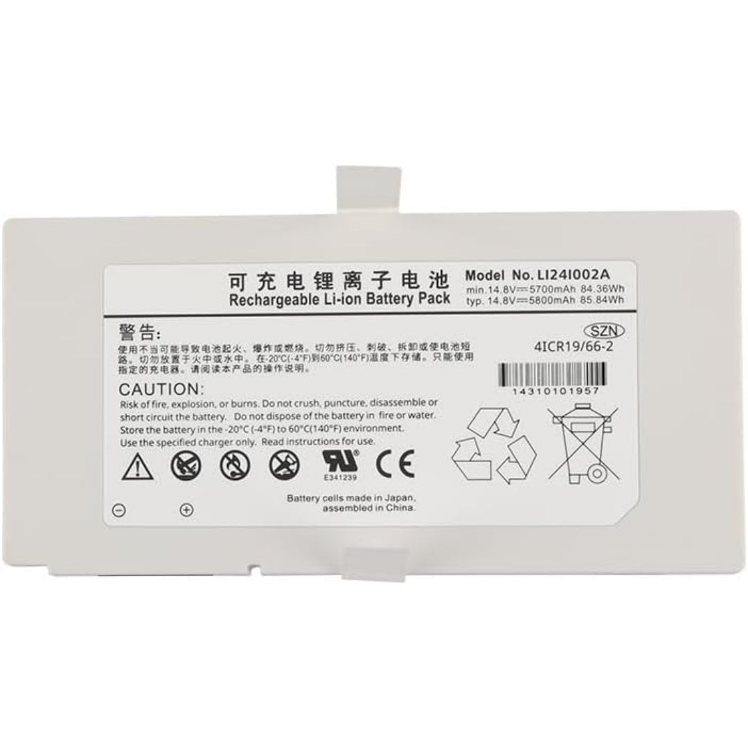 Bloc batterie rechargeable, coloris blanc et gris, avec une capacite annoncee de 5600 mAh