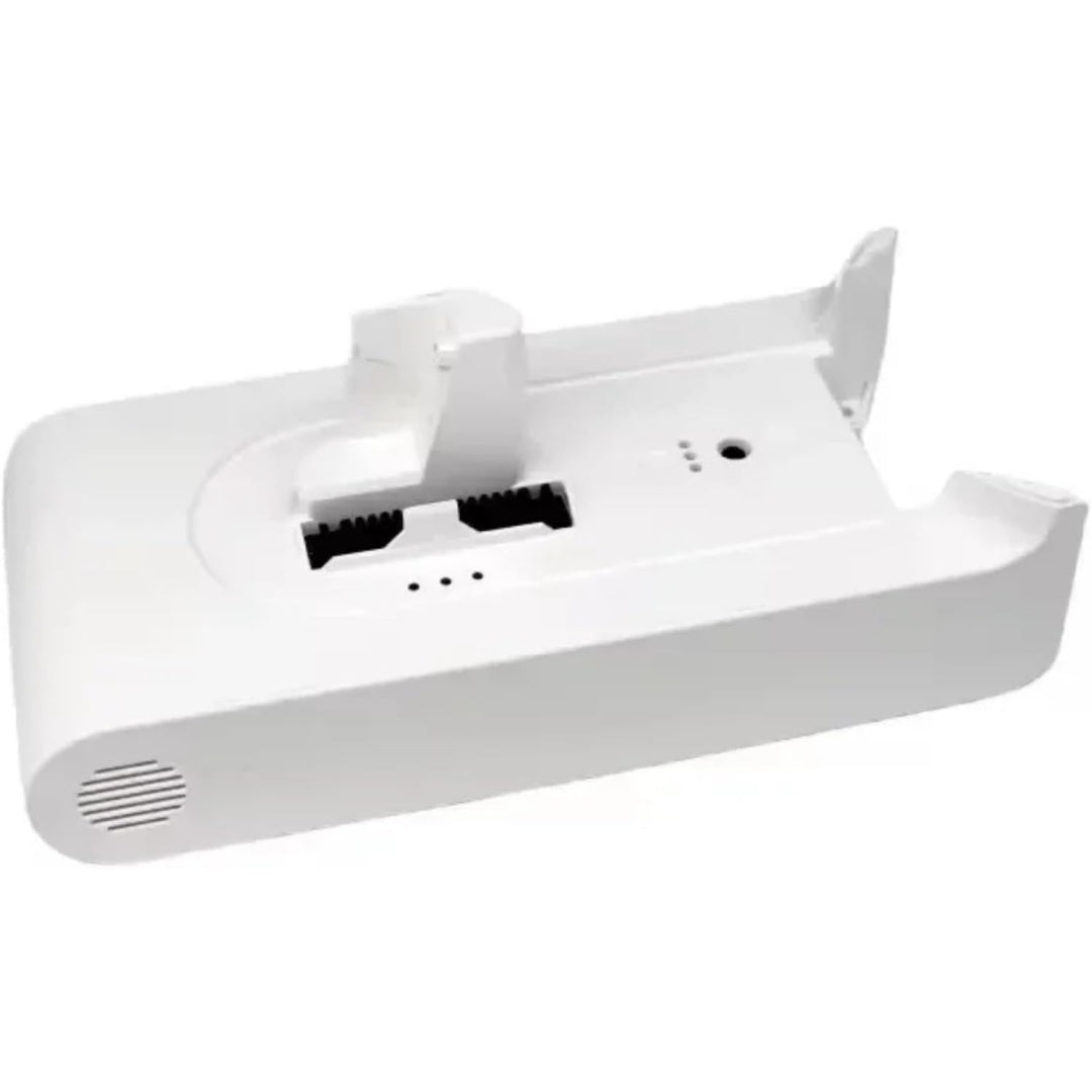 Bloc batterie rechargeable associant une tension annoncee de 25,2 V au coloris blanc et gris